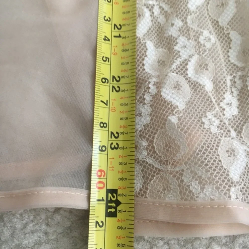 Vintage 80s Underskirt Skirt Size S 80s Nude Sheer Beige Semi Sheer Midi - Picture 8 of 8
